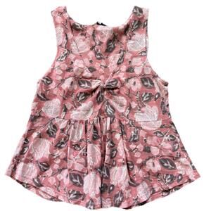 Lucky Brand Women Small Dusty Pink Rose Print Sleeveless Knotted Tank Top